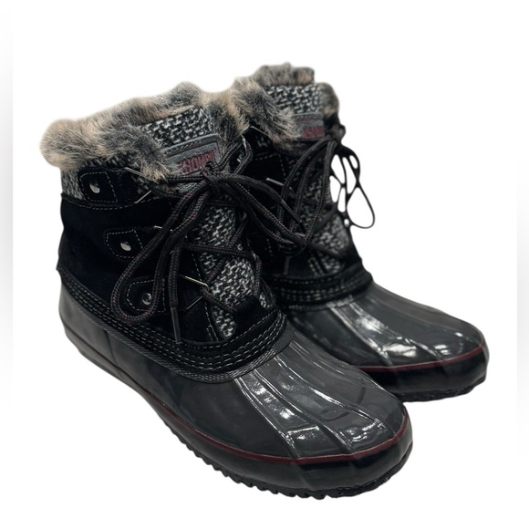 Women’s Khombu Ankle Faux Fur Suede and Rubber Waterproof Duck Boots: 7 - Picture 1 of 12